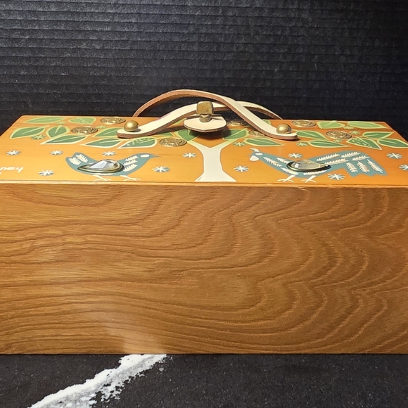 Enid Collins Vintage Wooden Box Purse with "Money Tree" Design 1960s - Picture 2 of 11